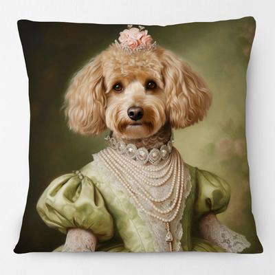 European Vintage Royal Court Dog Poodle Chihuahua Animals Poster Cushion Cover Decorative Pillow Case