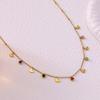 Korean Style Butterfly Pendant Necklace with Colorful Cubic Zirconia - High-End Luxury Feel in Stainless Steel