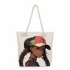 Multifunctional Black girl  Printed Thick Rope Shoulder Beach Bag 7581 KTB