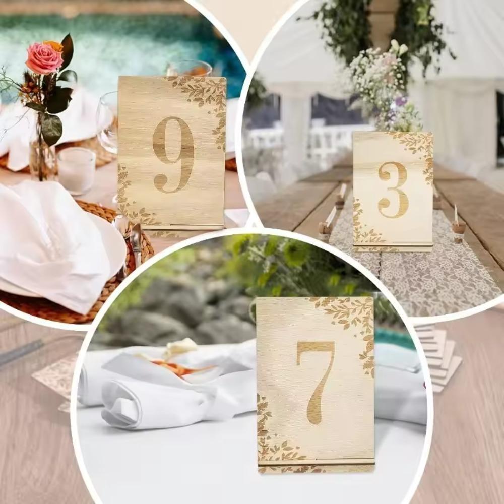 10pcs Reusable Rustic Table Signs 1-10 Numbers Seating Sign Cards Wooden Table Numbers  Anniversary