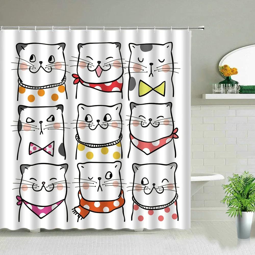 Cute Cats Shower Curtain: Adorable, Playful Bathroom Decor for Fun, Whimsical Ambiance, Cheerful Vibes, and Joy