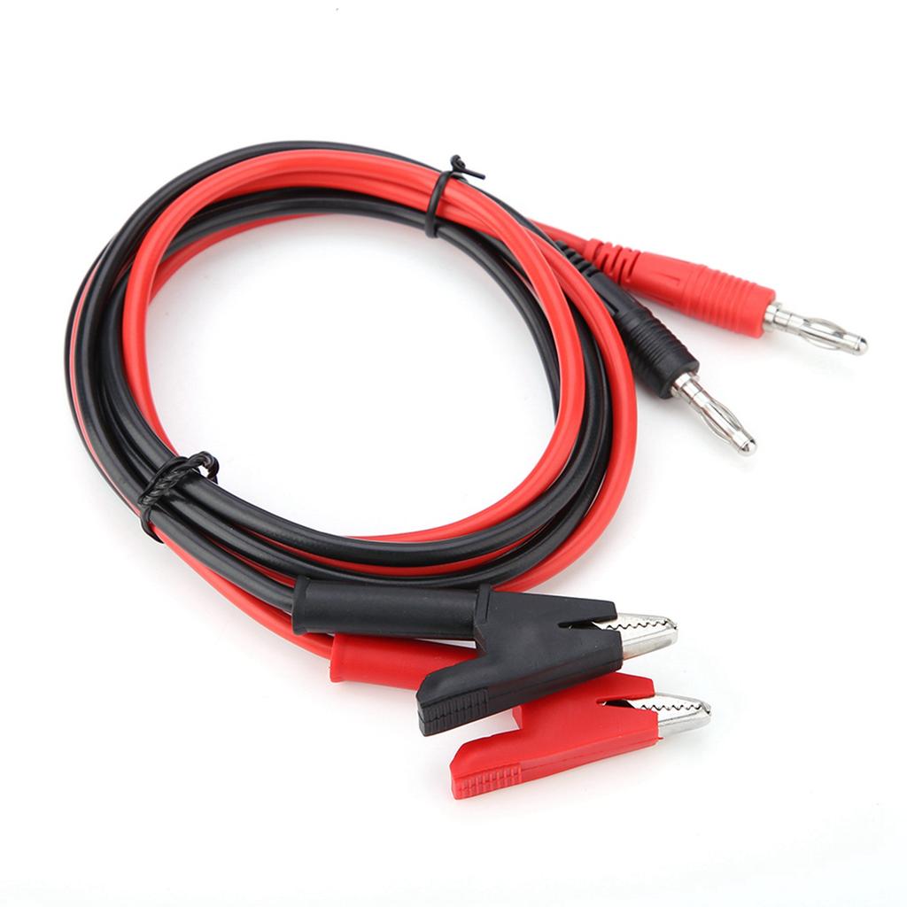 P1040  2Pcs Silicone Banana Plug Crocodile Clip Test Probe   Testing Cables