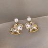 Real Gold Electroplated Silver Needle Zircon Shell Pony Stud Earrings Natal Year Daily Versatile Earrings Light Luxury High-end Earrings