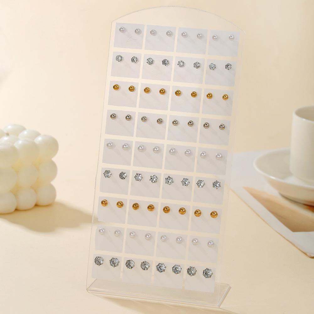 European and American 11 Pairs of Stud Earrings Combination Women's Ins Style Niche Simple Imitation Pearl Rhinestone Earrings Set