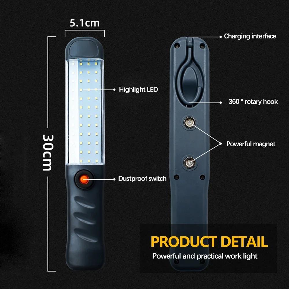 1-4 stk COB Arbejdslys LED Stærk Lommelygte Magnetisk Base USB Genopladelig Hængende Lampe Spotlys til Bilreparation Udendørs Lygte