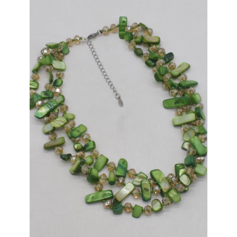 Fashion Retro Green Shell Multi-Layer Twin Necklace Bohemia Accessible Luxury Crystal String Beads Clavicle Chain Neck Chain Tide