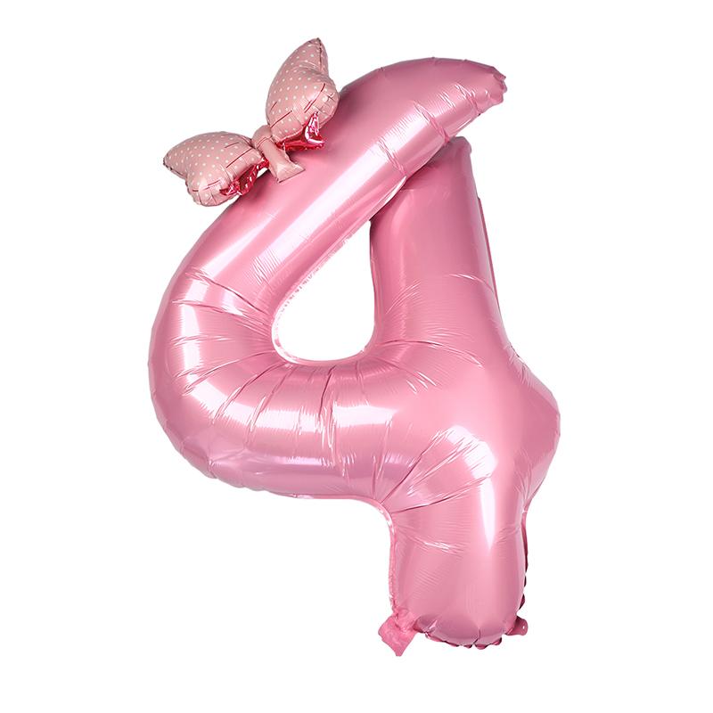 Globos de Cumpleaños con Números 0-9 de 40 Pulgadas Globos Rosas con Lazo de Moño para Cumpleaños de Niñas Princesas Globos para Fiesta de Bodas Globo Gigante con Número