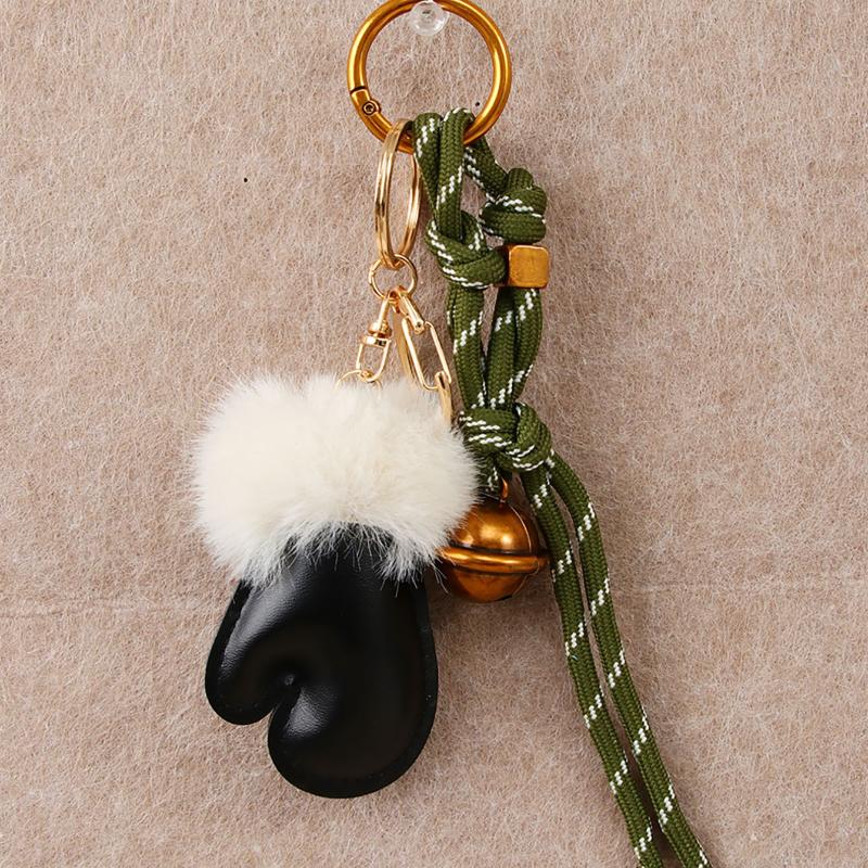

1 шт. Простой кулон на день рождения и Рождество, милый универсальный кожаный перчатка-брелок, креативный металлический колокольчик, плетеный шнур, брелок для сумки, декор A1