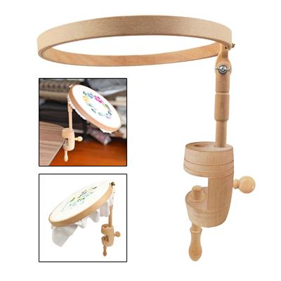 280° Adjustable Beech Wood Table Embedded Small Embroidery Frame Desktop Simple Cross-stitch Embroidery Frame