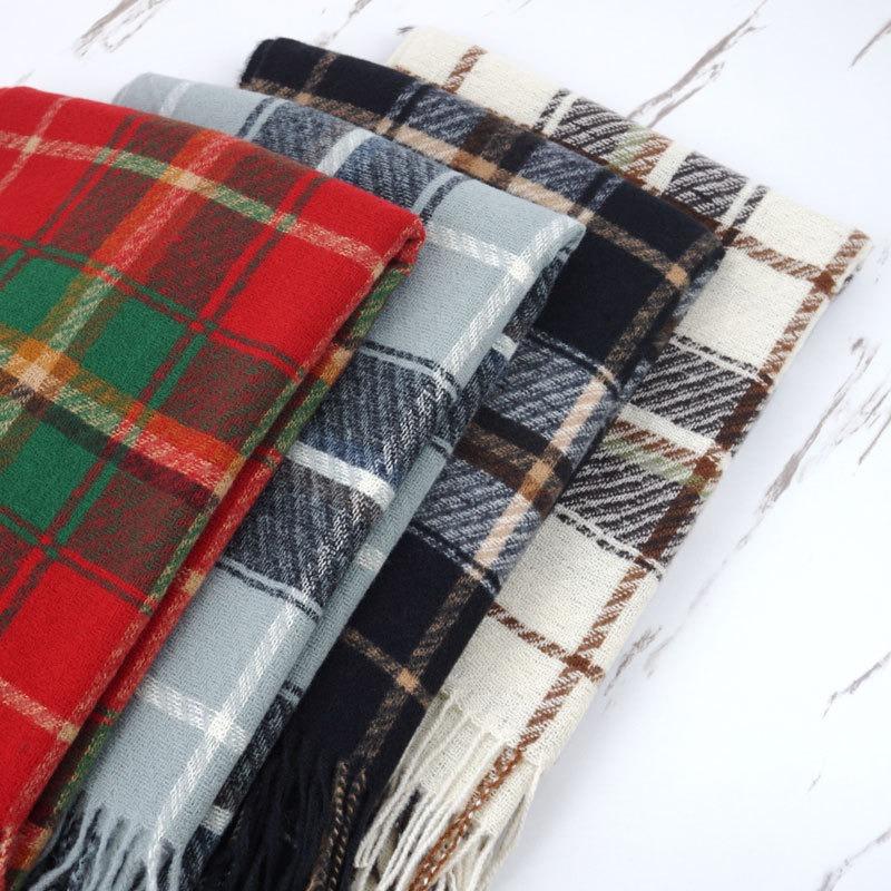 Autumn and winter Christmas cashmere plaid scarf women's circle yarn Ankara red versatile shawl high-end scarf