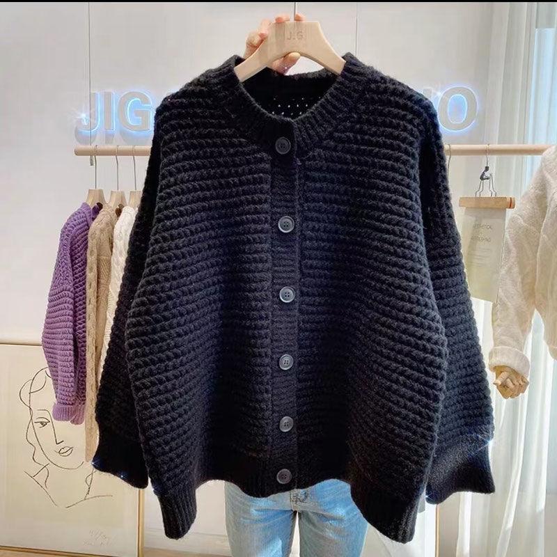 Red Sweater Women's Loose and Lazy Style Early Autumn Korean Knitted Cardigan Spring and Autumn Women's Top