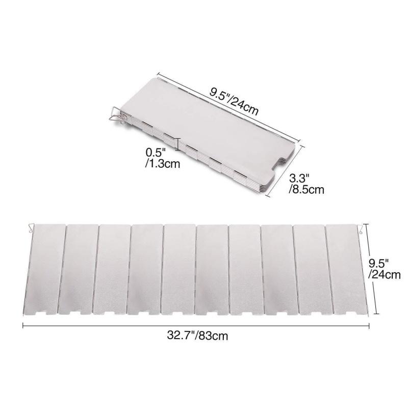 Oem Portable Aluminum Camp Stove Windscreen 10 Plates Collapsible Camping Stove Windshield Wind Screen For Picnic Cooking