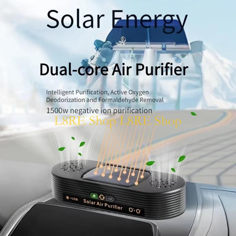 L8RE Solar/USB Car Air Purifiers Fresher Air Odor Removal Smokes Odor Removal Plastic