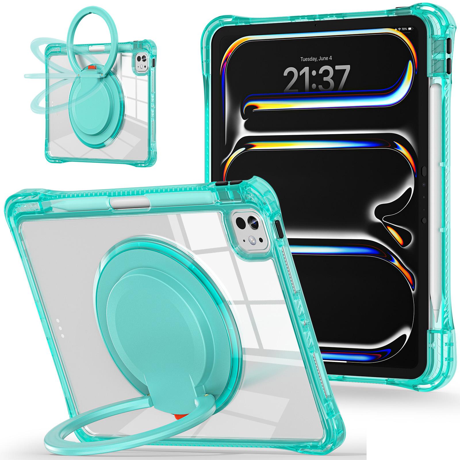 

Для iPad Про 11 (2024) Чехол с поворотной подставкой PC+TPU+акриловый чехол для планшета Light Green