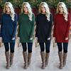 Premium Quality Women Solid Knitted Sweater Dress With Cozy O Neck Design For Autumn And Winter