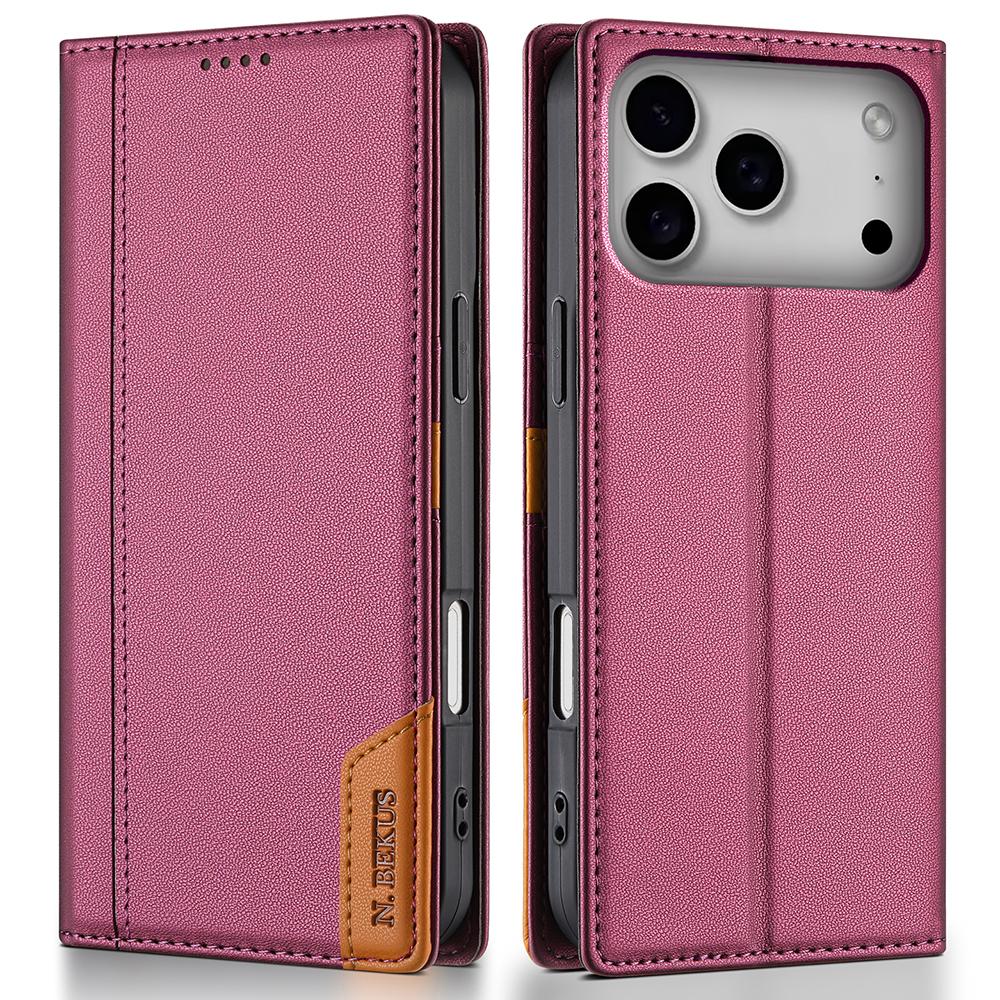 N.BEKUS P3 For iPhone 17 Pro Max Case RFID Blocking Wallet Stand PU Leather Flip Phone Cover