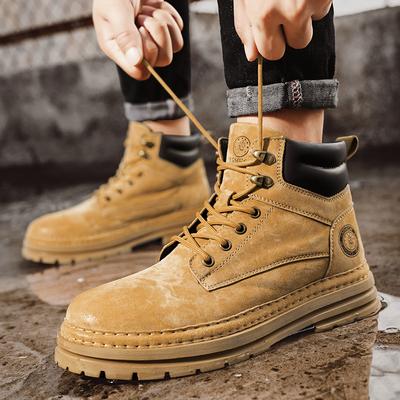 Outdoor Leather Mens Slip On Boots Platform Shoes Luxury Brand Men Winter Snow Boots All-match Men Motocross Boots