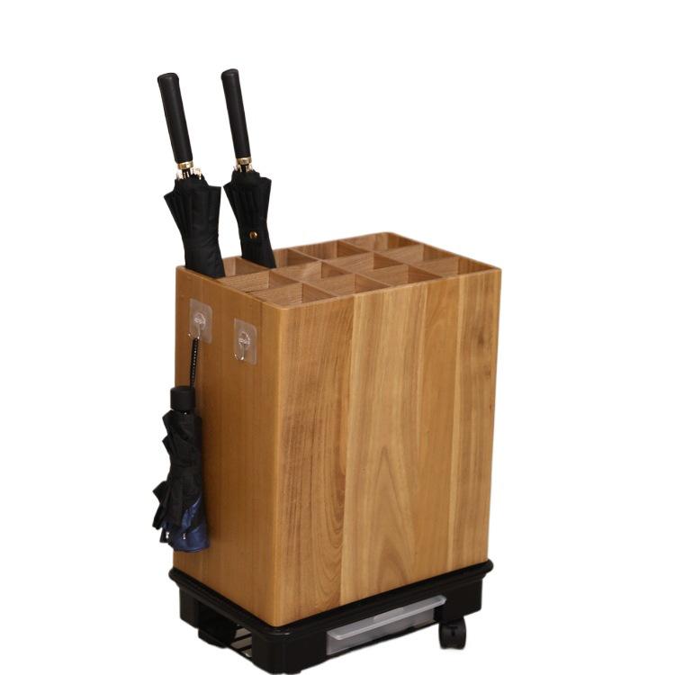Luxury Solid Wood Umbrella Stand: Large-Capacity Hotel & Home Entryway Storage with Customizable Logo