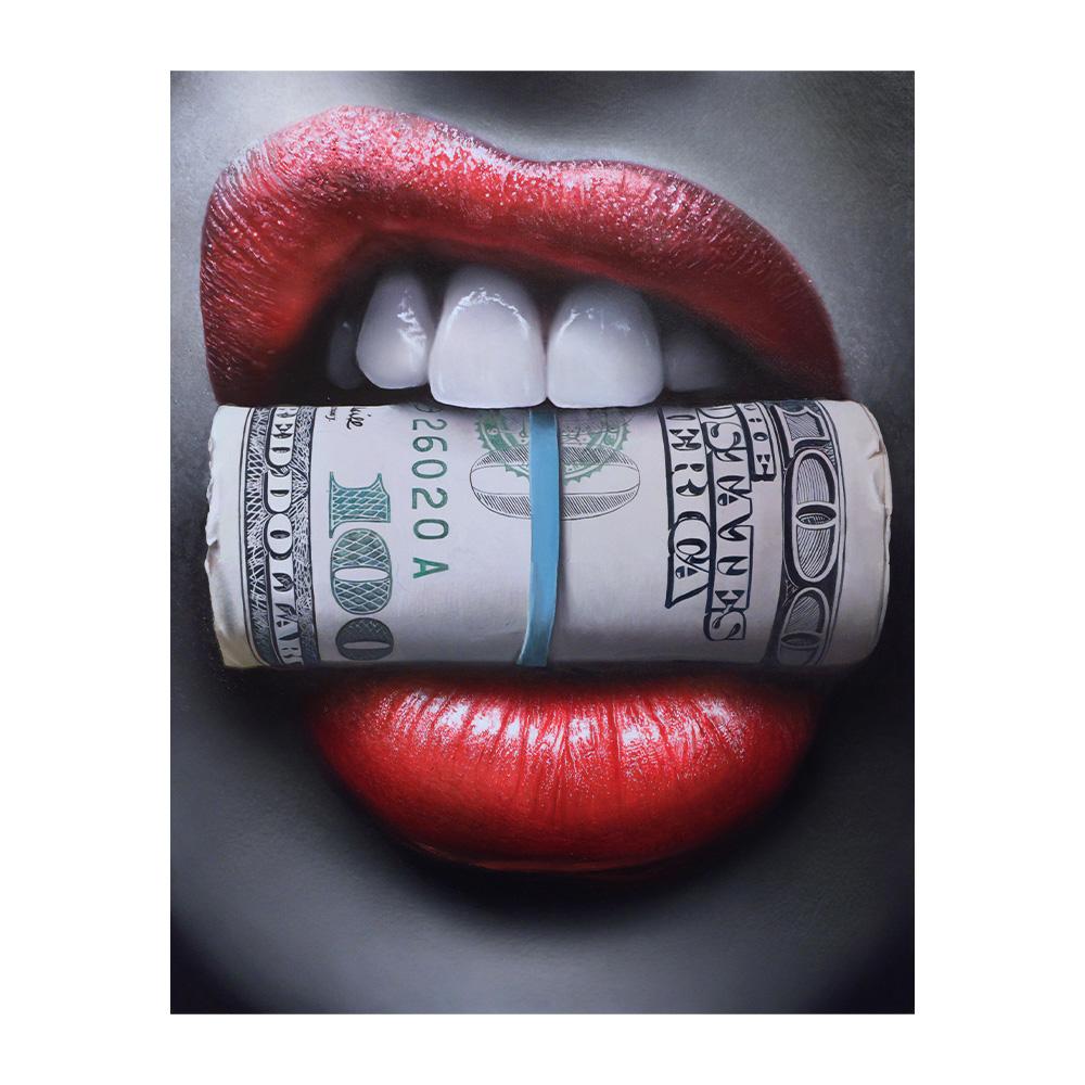 

Sexy Woman Red Lips Money Rose Wall Art Posters Modern Home Living Room Bedroom Decorative Canvas Painting Picture Print Artwork 20x30cm