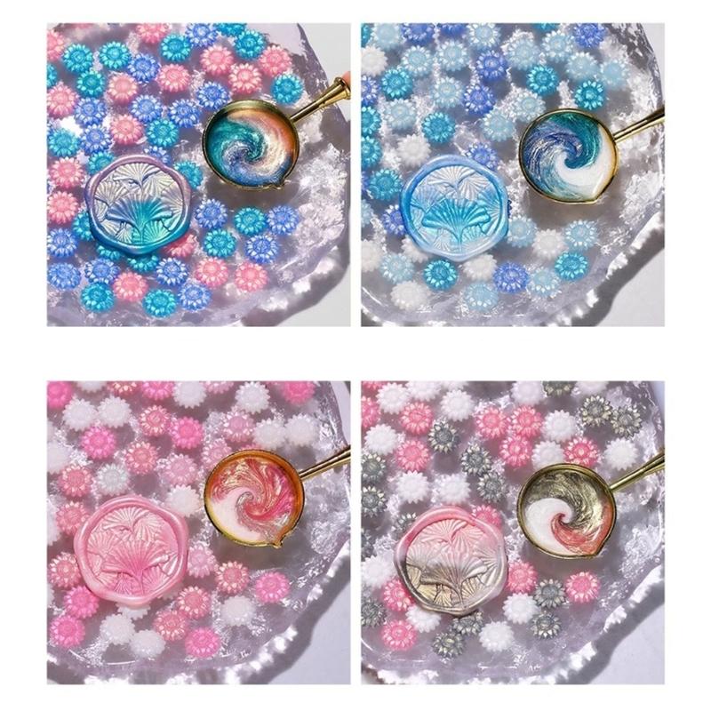 100Pcs Gilter Sealing Wax Beads for Wax Seal Stamp, Flower Wax Seal Beads for Gift Wrapping, Invitation Envelope Decor