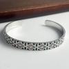 100% Solid 925 Sterling Silver Retro Bracelet for Women Men Vintage Handmade Wide Blue CZ Simple Bracelet Birthday Gift