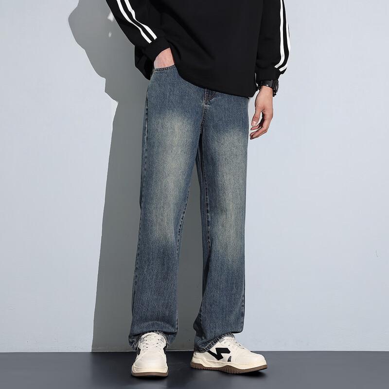 

TonLion Men s 2025 Spring Loose Straight-Leg Jeans 30