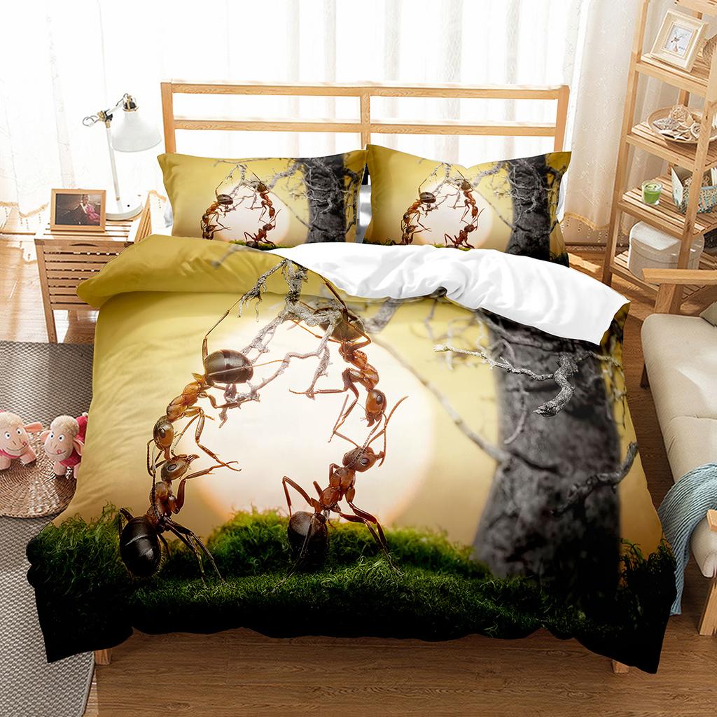 Ant Duvet Cover Set Lightweight Soft Polyester Comforter Cover for Kids Animals Lover Bedding Set with Pillowcase Quilt Cover