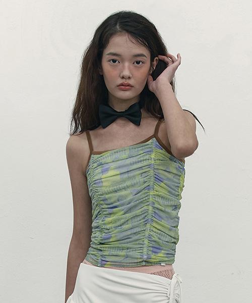Kirsh Graphic Layered Shirred Sleeveless [Lime] 1