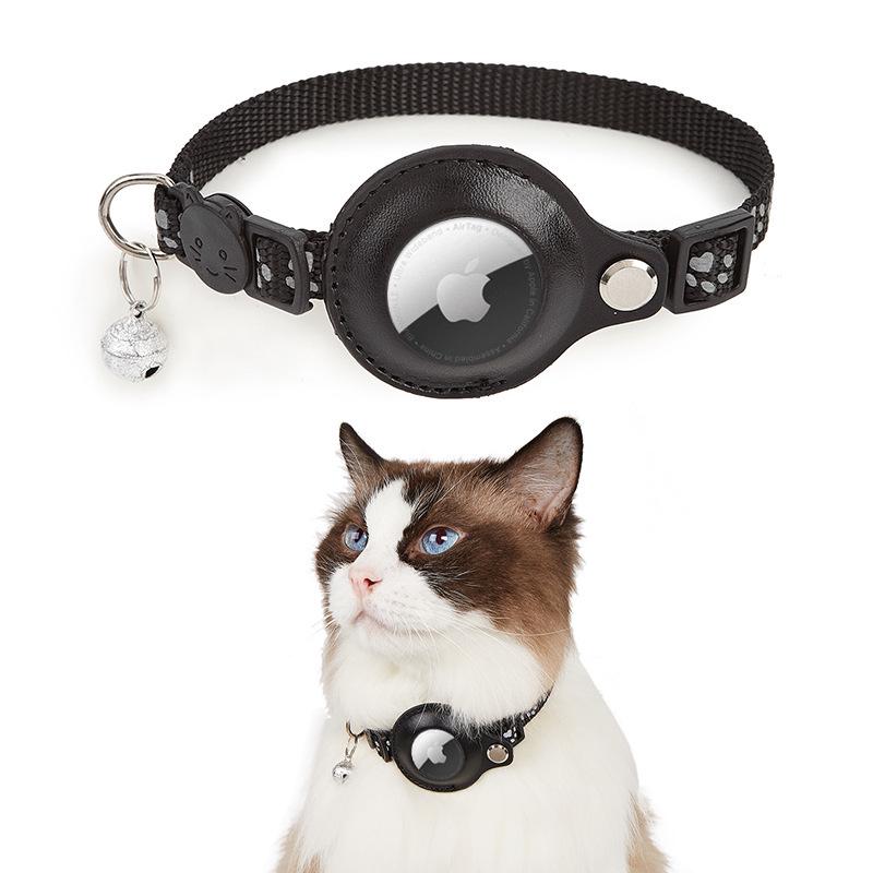 Reflective Cat Collar with Airtag Holder and Bell - Anti-Lost Tracker for Cats