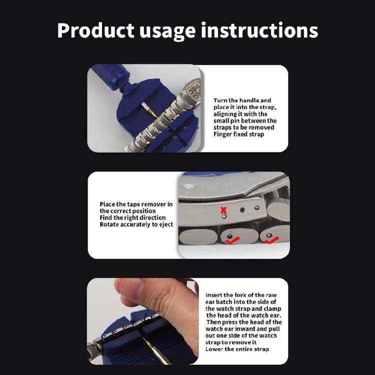 Watch Repair Tools Set For Bracelet Adjustment Contains Corrosion Resistant Metal Pins With Compact Organizer