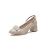 High heels for women's spring Mary Jane small leather shoes thick heel square head single shoes for women
