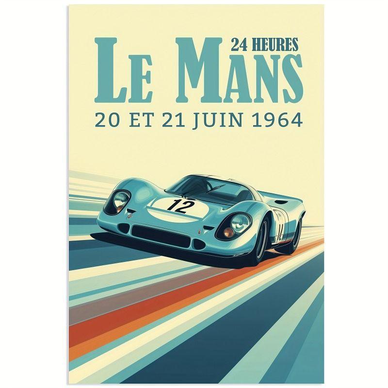 Racing Car Retro Style Metal Decorative Painting for Garage Room Decor