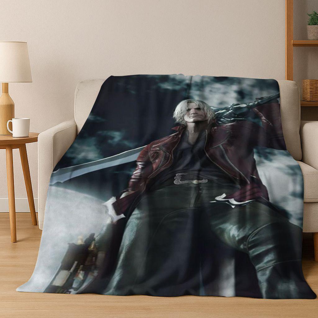 3D D-Devil May Cry DMC Hry Vergil Dante Flanelová deka, Teplá a útulná měkká přehozová deka pro domácí ložnici postel pohovku Dětský dárek