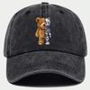 Cappellino da baseball vintage lavato con simpatico motivo di orsacchiotto, adatto sia per Unisex che per Donne, traspirante e regolabile.
