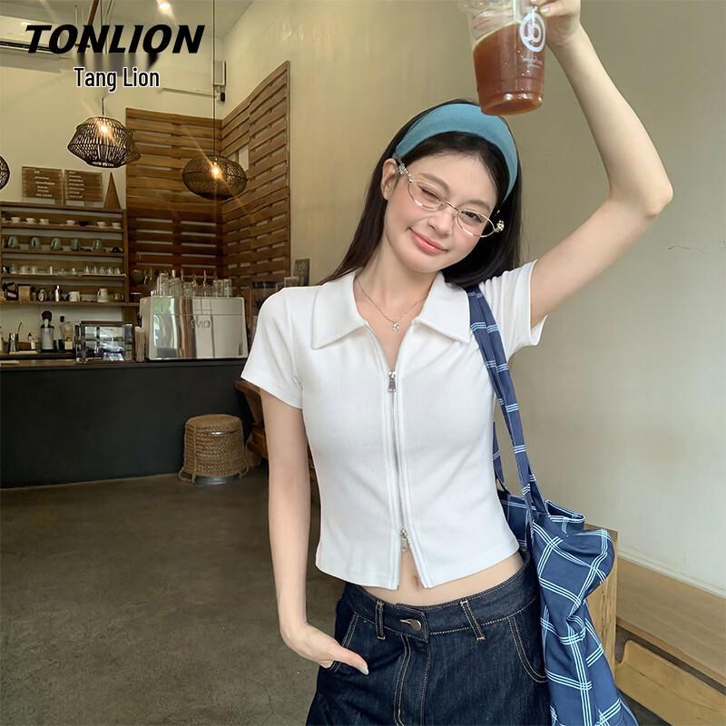 TonLion Women's Double Zipper Polo Shirt