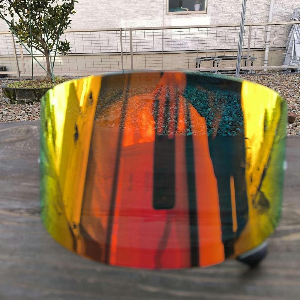 Glamster Compatible Replacement Mirror UV Full Face Helmet for Motorcycles BikersSHOEI CPB-1V Shield, Shield, Cut, (Red) [Used]