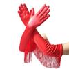 Musical Lady Long Gloves Stretch Stage Dance Mittens Costume Fringe Tassel Gloves  Girls