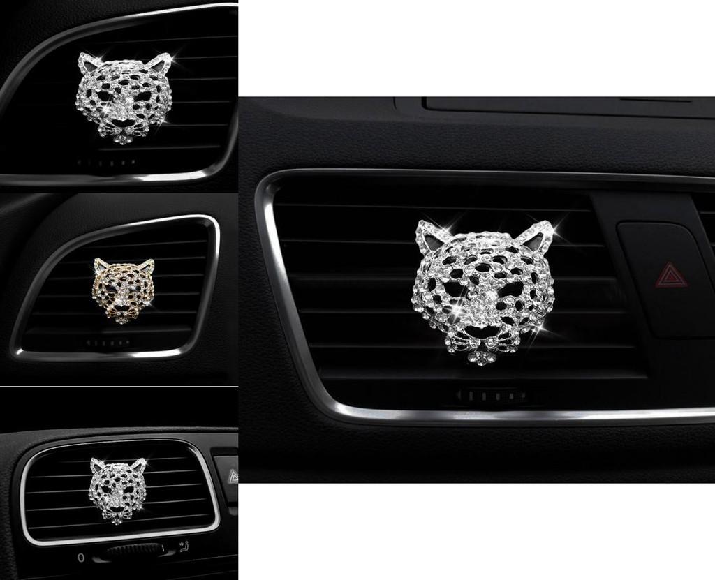 Metal Car Perfume Holder With Leopard Design Long-lasting Aroma Silver And Gold Options