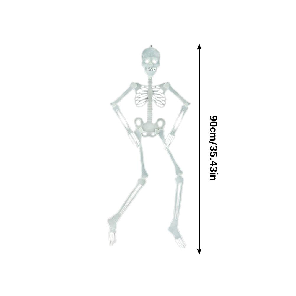 90cm Halloween Luminous Skeleton Hanging Flexible Joints Skeleton Outdoor Crazy Scary Hanging Props