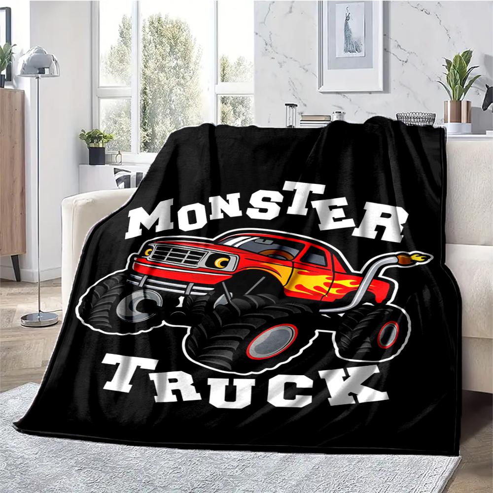Truck Theme Printed Blanket - Perfect for Couch, Bed, Travel & Outdoor Use | Machine Washable, Cozy & Durable.