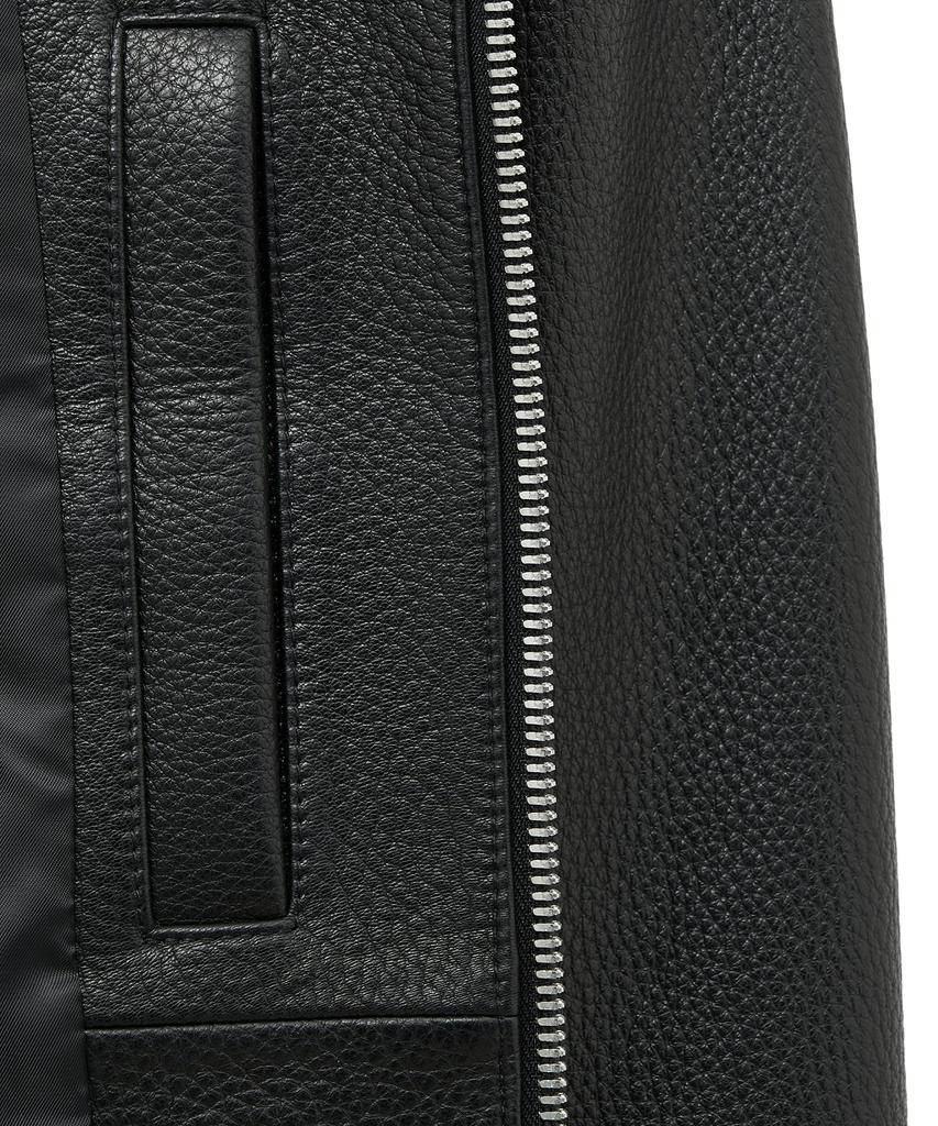 Noirer Goat Shrunken Leather Single Rider Jacket (Black)