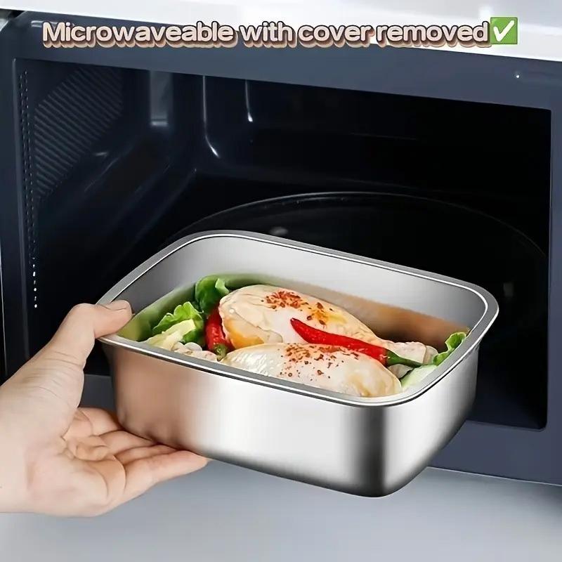 4Pc Stainless Steel Food Storage Containers Set Thickened Leakproof Stackable For Fridge Freezer And Pantry Organization