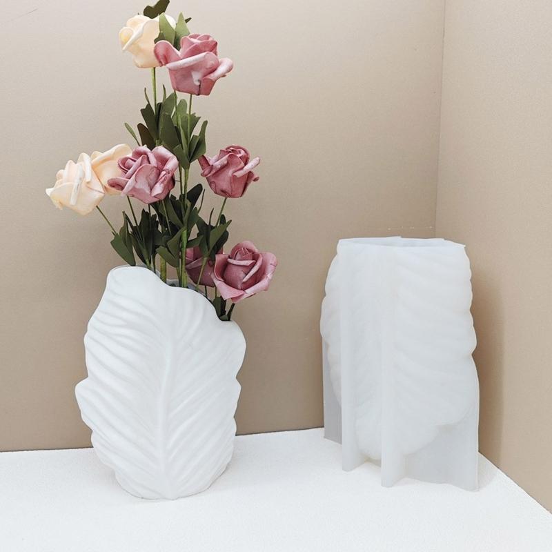 Concrete Moulds Plant Pots Mold Leaf Pattern Hand-making Silicone Molds Silicone  for Making Flowerpot Vase