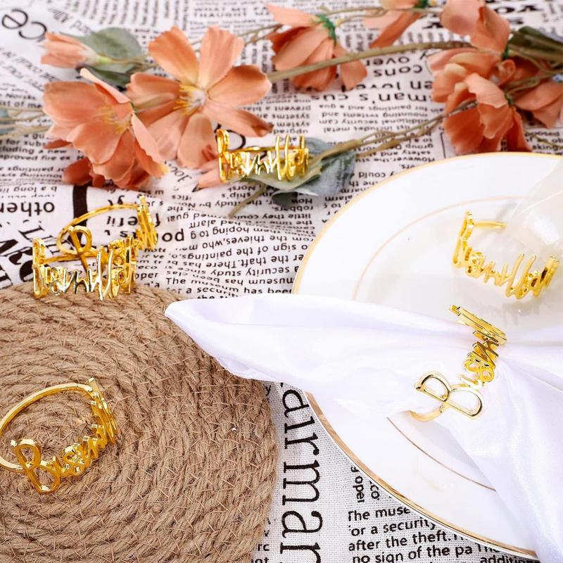 Rings For Napkins 6 Pieces Napkin Buckles Set Dinner Napkin Buckles Aesthetic Dinner Table Rings Metal Napkin Rings For Wedding argento