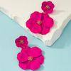 Mori Retro Long Temperament Colorful Flower Spray Paint Multi-Layer Creative Earclip Earrings
