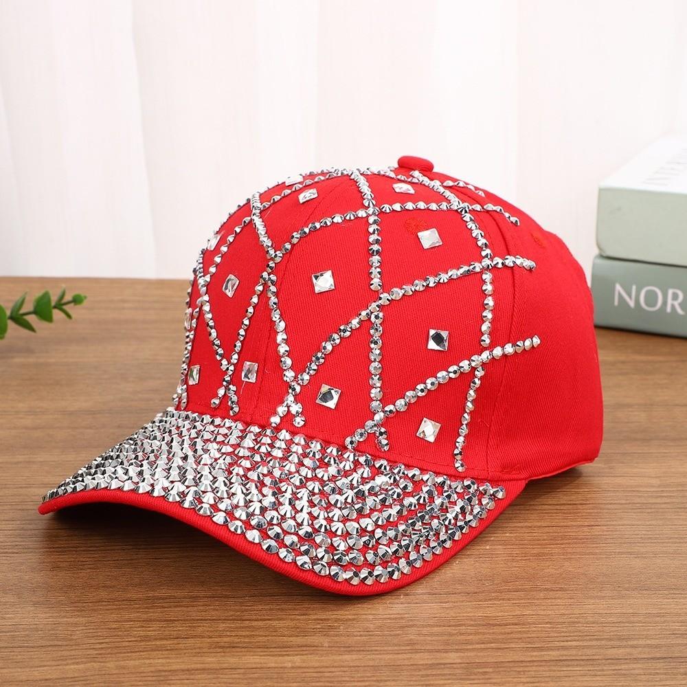 Strassverzierte Baseballkappe Verstellbare Entenschnabelmütze Modische Sonnenschutzmütze Unisex