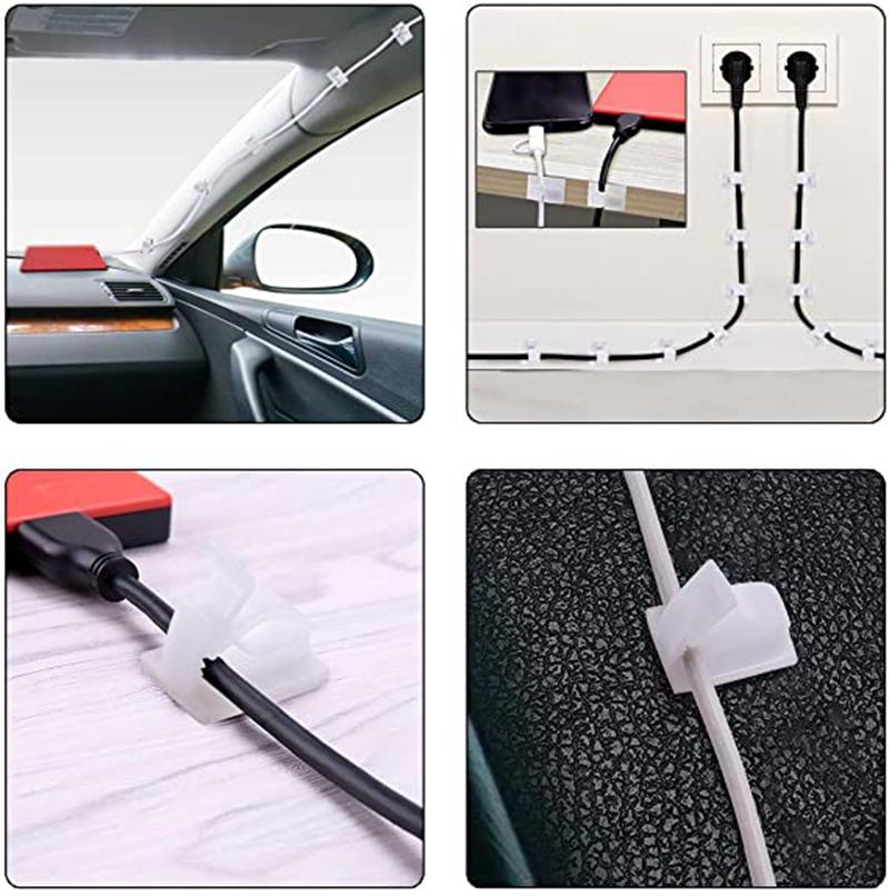 20 Pcs Cable Clips Self Adhesive Cord Management Black Wire Holder Organizer Clamp Self-adhesive Car Wire Clip Accessories