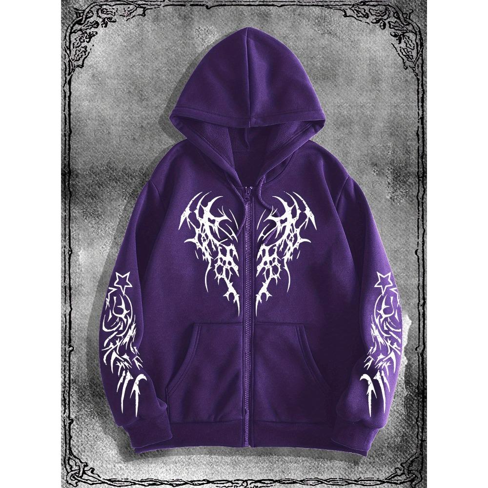 Men's Original Gothic Dark Printed Zipper Hoodie Casual Fashion Street Wear Zipper Hoodie