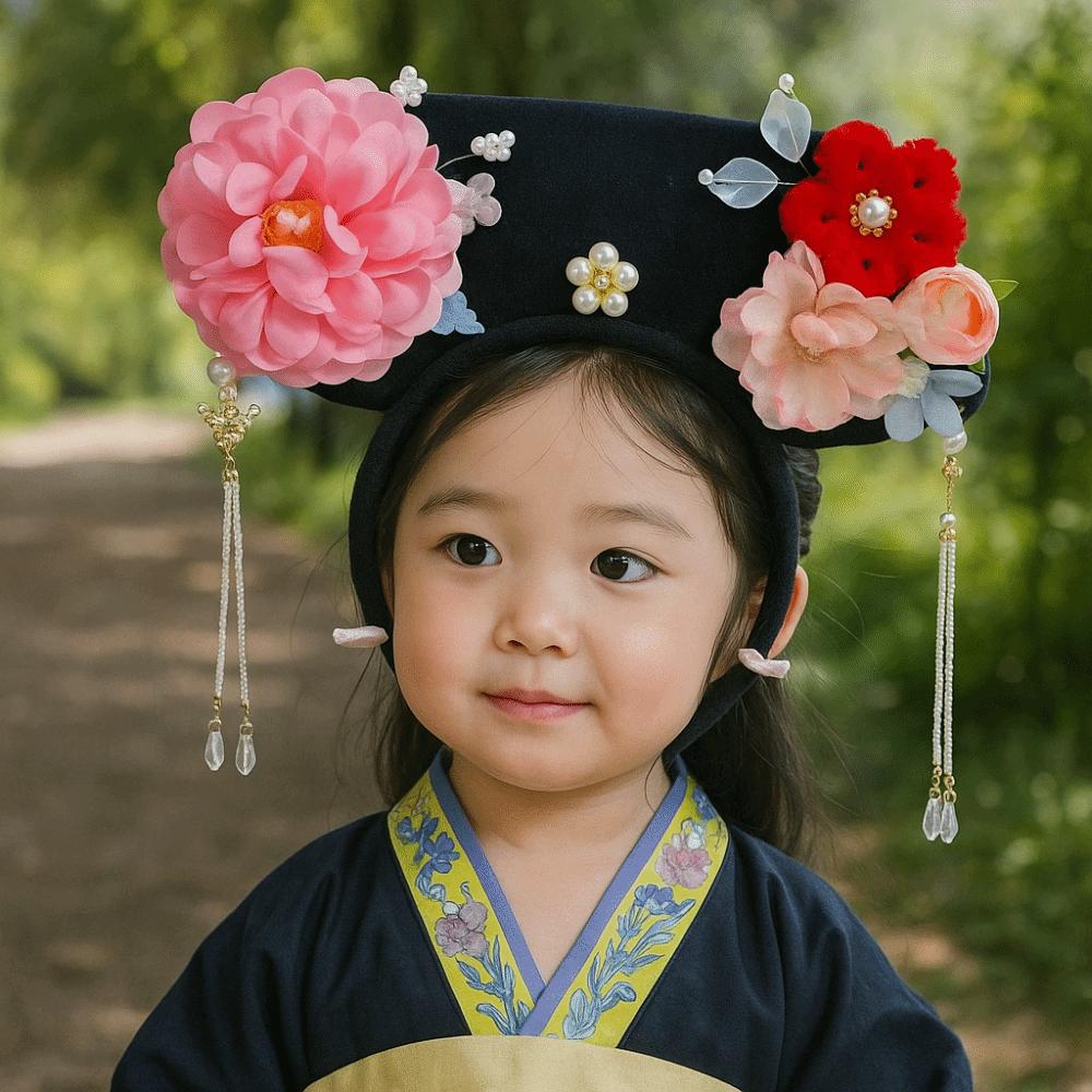 Non-slip Flower Headwear Traditional Cheongsam Headband Pearl Headband  for Women Girls