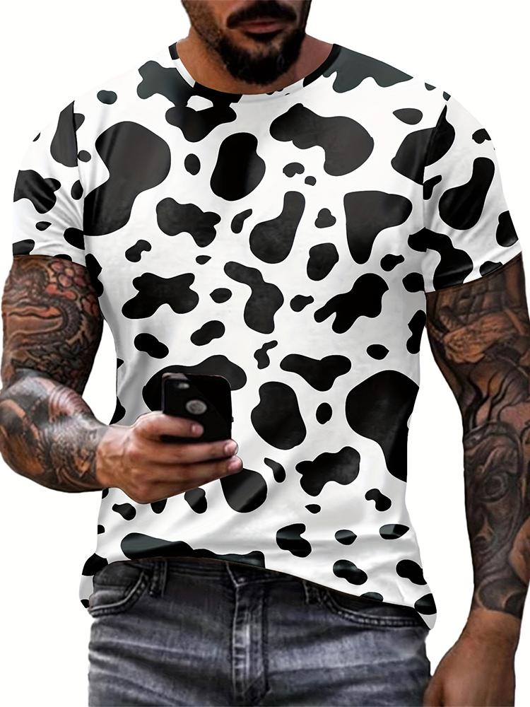 Retro Style 3D Wolf Print Men's T-shirt Summer Men's Outdoor Street Short Sleeved Top Fashionable Casual Comfortable Short Sleeved Clothing